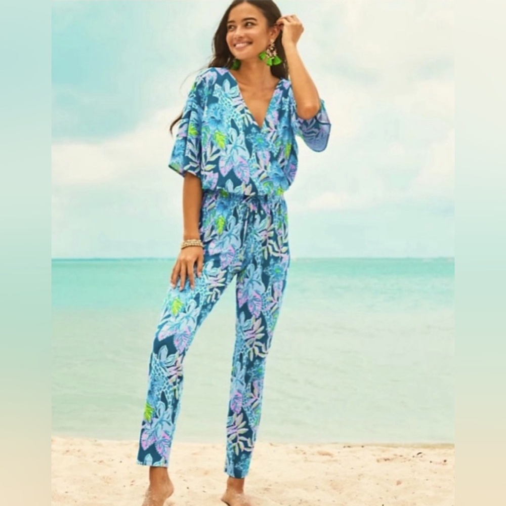 Lilly Pulitzer knit jumpsuit pretty navy print.